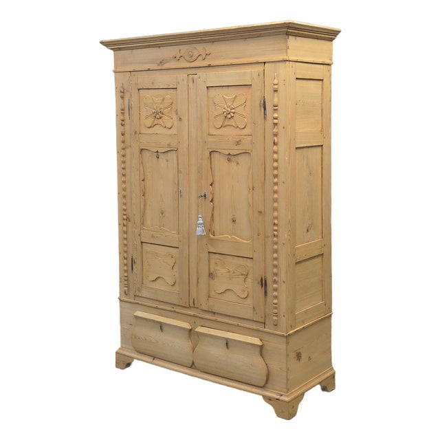 Antique European (Germany or Austria) Pine Double Door Wardrobe For Sale