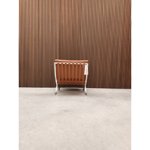 Early 21st Century Barcelona Chair in Cognac Volo Leather by Ludwig Mies van der Rohe for Knoll Inc. / Knoll International, 2010s For Sale - Image 5 of 8