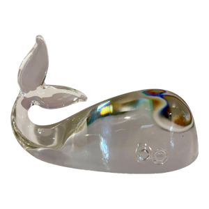 1950s Signed Steuben Crystal Whale Sculpture – 5.5” Art Glass Figure