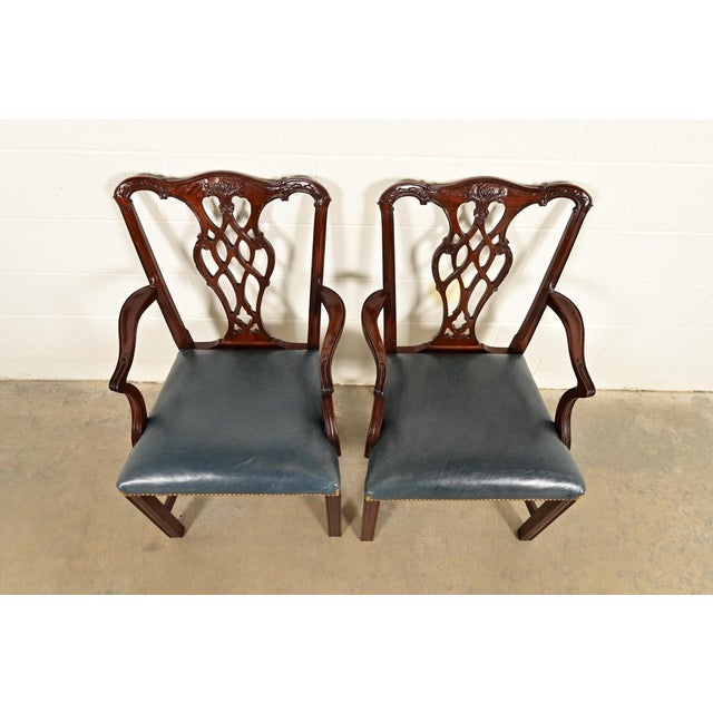 1980s Councill Craftsmen Georgian Carved Mahogany Armchairs, Pair For Sale - Image 5 of 14