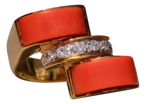 The Homeward Lane: Mid Century Coral and Diamond Ring