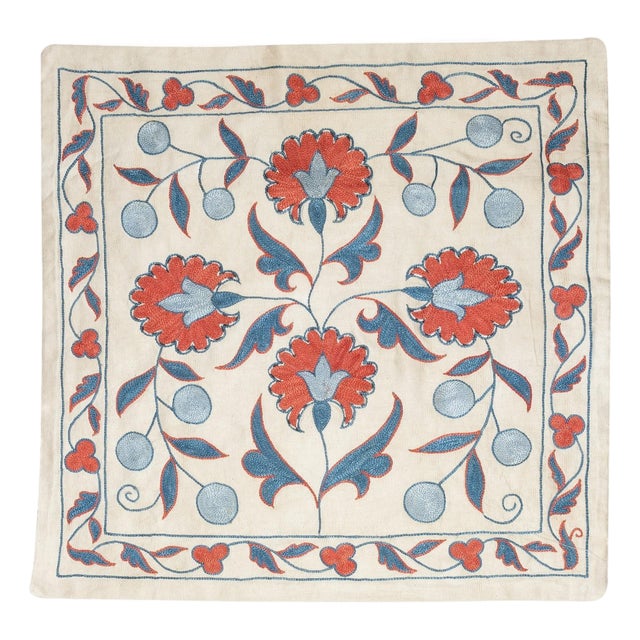 20"x21" All Silk Embroidered Cushion Cover. Handmade Pillowcase. New Toss Pillow For Sale