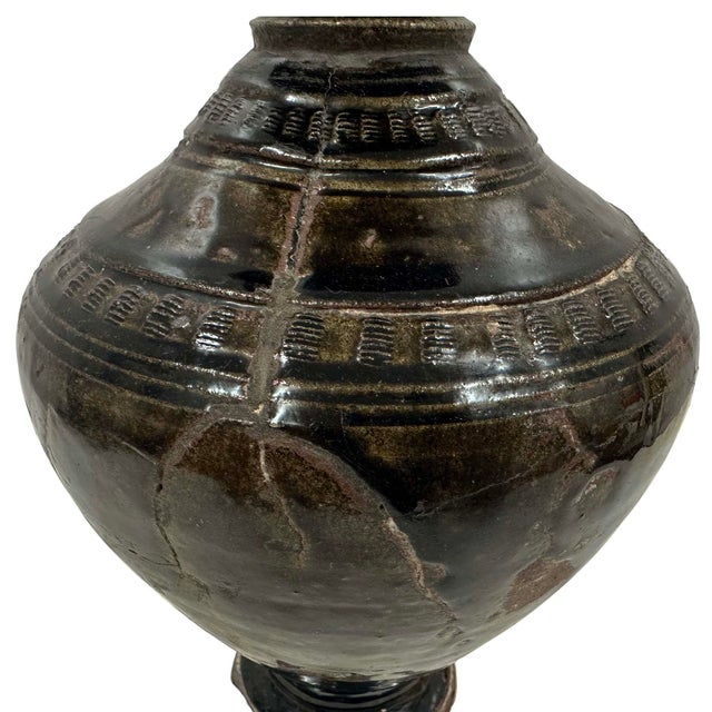Antique Khmer Angkor Period Stoneware Baluster Vase For Sale - Image 12 of 18