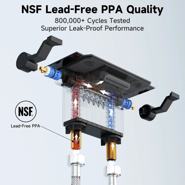 4-Inch Matte Black Dual-Handle Vessel Sink Faucet With Shelf For Sale - Image 4 of 10