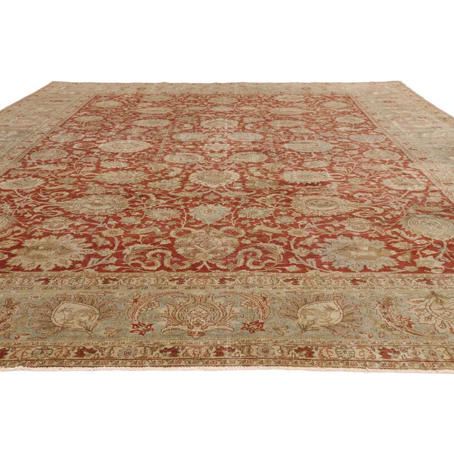 Rustic Antique Persian Tabriz Rug, 09'05 X 12'07 For Sale - Image 3 of 10