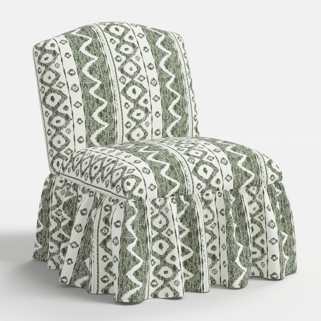 Textile Ashburn Ruffle Slipper Chair in Linny Ikat Sage For Sale - Image 7 of 7