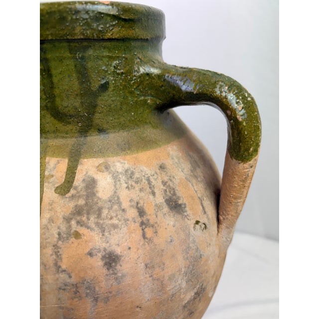 Mid 20th Century Turkish Terracotta Oil Jar With Green Glaze – Rustic Mediterranean Vessel For Sale - Image 4 of 7