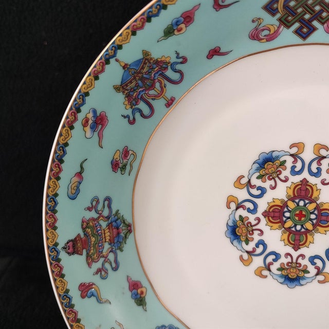 Early 20th Century Chinese Ceramic Plate,Qianlong Marked Famille Rose Porcelain Plate Hand Painted Eight Treasures Pattern For Sale - Image 5 of 10