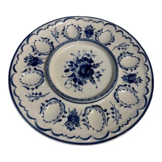1970s Beautiful Vintage Gzhel Hand Painted Oyster or Deviled Egg Plate For Sale
