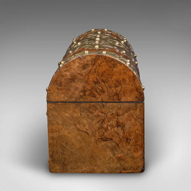 Late 19th Century 1870s Antique Victorian English Burr Walnut Domed Top Caddy For Sale - Image 5 of 13