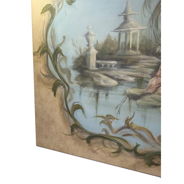 Late 20th Century Four Panel Set of Chinoiserie Paintings by Artist Richard Holton For Sale - Image 4 of 10
