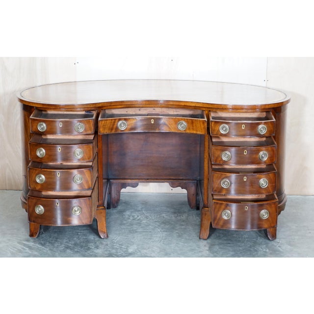 Antique Victorian Back Leather Top Kidney Desk Bookcase For Sale - Image 17 of 18