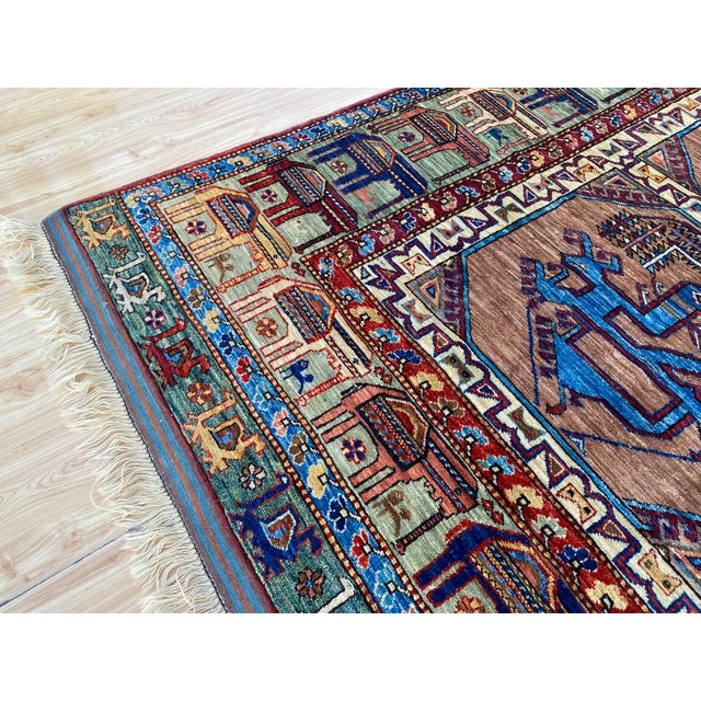 Camel Vintage Ersari Wool Rug, Camel Bird Gul For Sale - Image 8 of 13