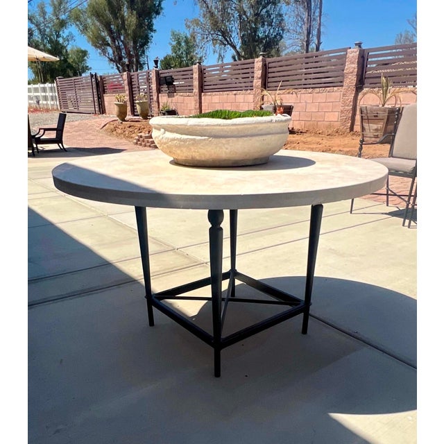 Michael Taylor Michael Taylor Outdoor Dining Table With Natural Stone Top For Sale - Image 4 of 6