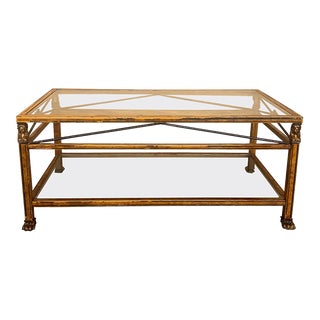 Midcentury Brown Metal Rectangular Coffee Table With Two Tier Glass 1970 For Sale