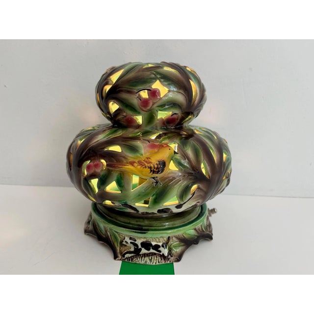 William Morris 1950s Italian Flora & Fauna Lamp For Sale - Image 4 of 17