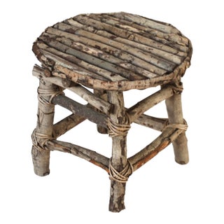 1940s Handmade Rustic Twig or Branch Stool For Sale