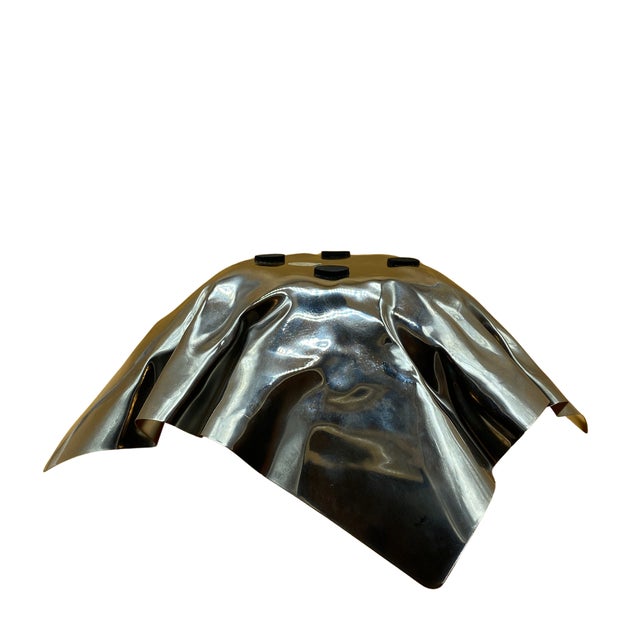 Mid-Century Modern Vintage Sculptural Crumpled Chrome Bowl Postmodern Space Age Catchall For Sale - Image 3 of 7