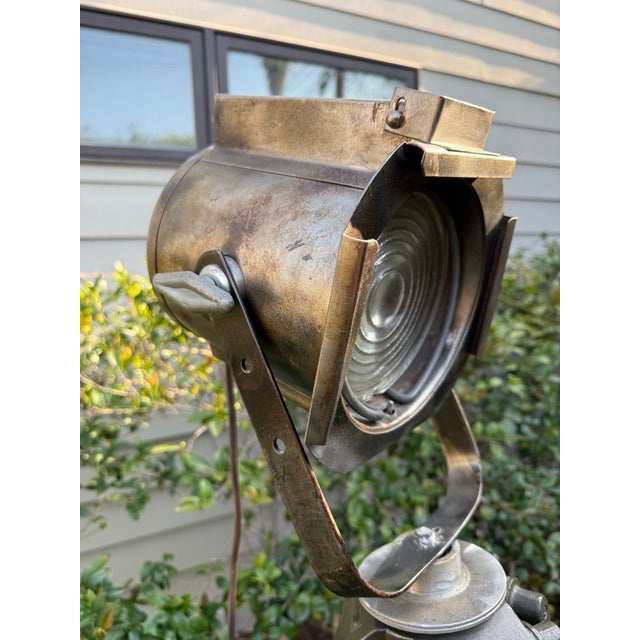 1950s Vintage Industrial Military Tripod Spotlight Floor Lamp For Sale - Image 5 of 9