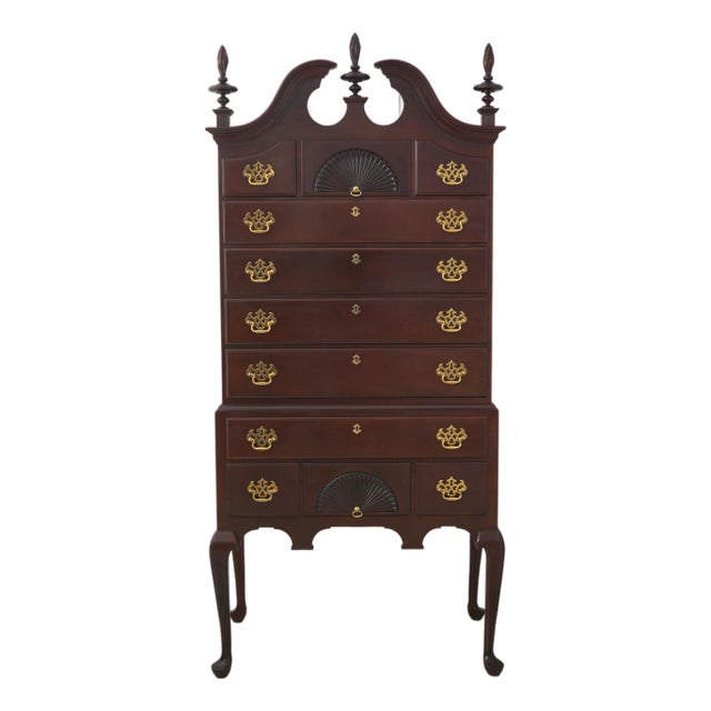 1990s Kindel Mahogany Queen Anne Style Highboy Chest For Sale
