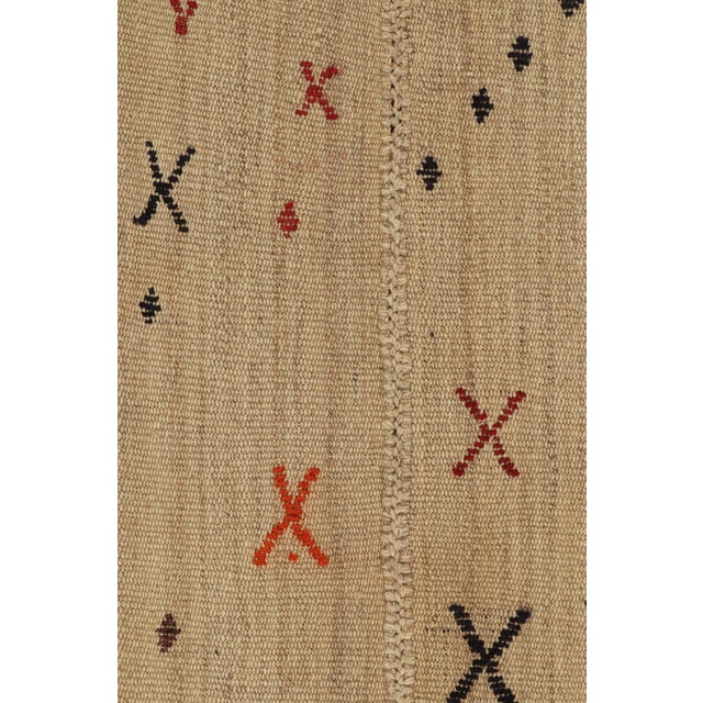 1950s 1950s Vintage Turkish Kilim Rug in Beige & Brown Stripes, Geometric Patterns-2'4''x9'9'' For Sale - Image 5 of 6