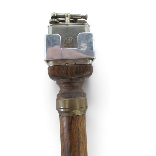 The Clark Lift Arm Lighter Fraternity Crest Antique Gadget Cane Walking Stick For Sale - Image 4 of 16