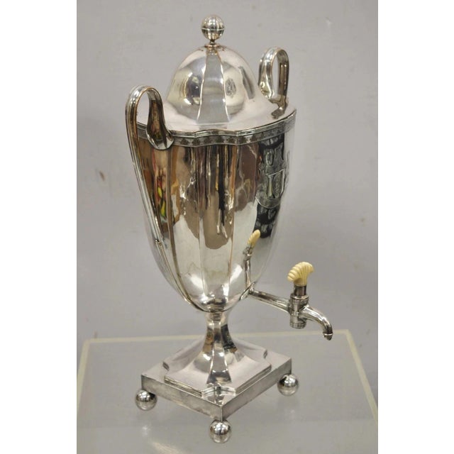 Antique English Regency Silver Plated Trophy Cup Urn Coffee Beverage Samovar For Sale - Image 4 of 10
