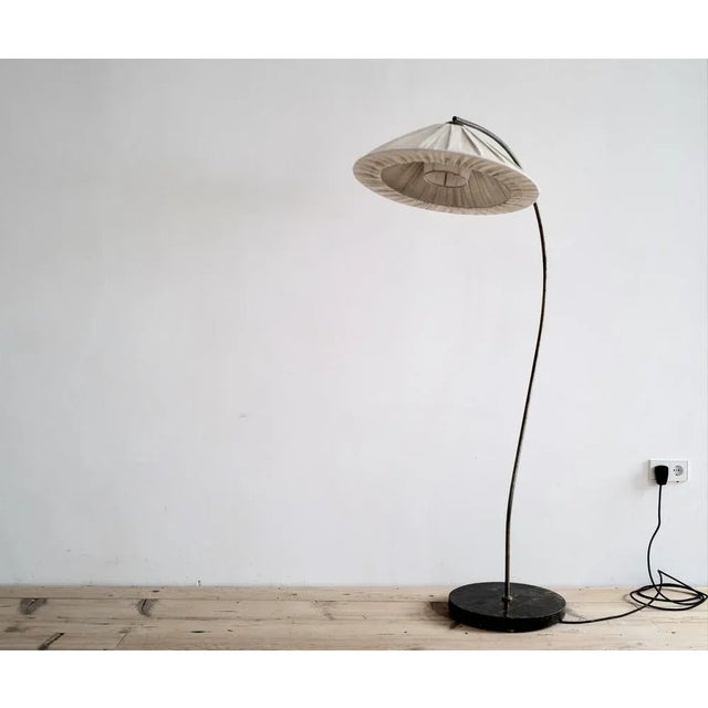 1940s Mid-Century Scandinavian Brass and Linen Floor Lamp, 1940s For Sale - Image 5 of 5