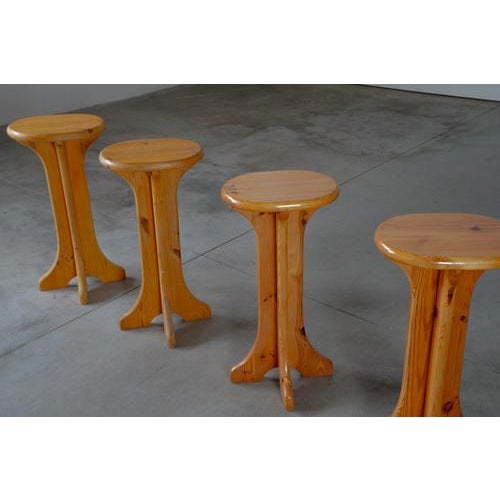 Vintage Dutch Pine Bar Stools, 1970s, Set of 4 For Sale - Image 4 of 7