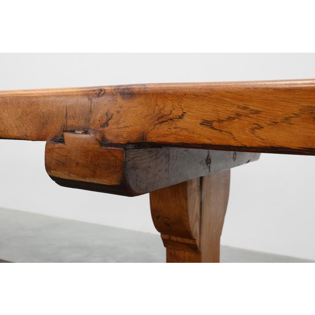 Brown Rustic Oak Dining Table, France, 1960s For Sale - Image 8 of 15