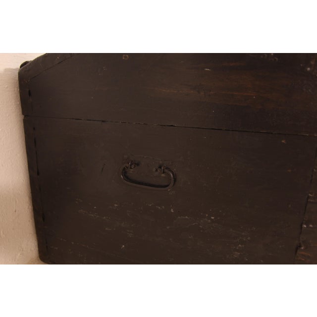 Vintage Steamship Black Trunk, 1920s For Sale - Image 11 of 18