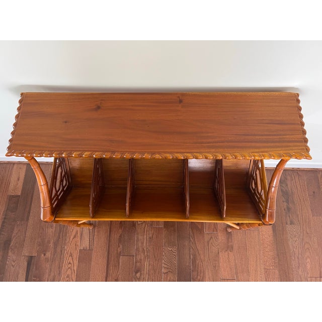 Brown Late 20th Century Chippendale Faux Bamboo and Fretwork Library Book Trough or Bookshelf Console For Sale - Image 8 of 12