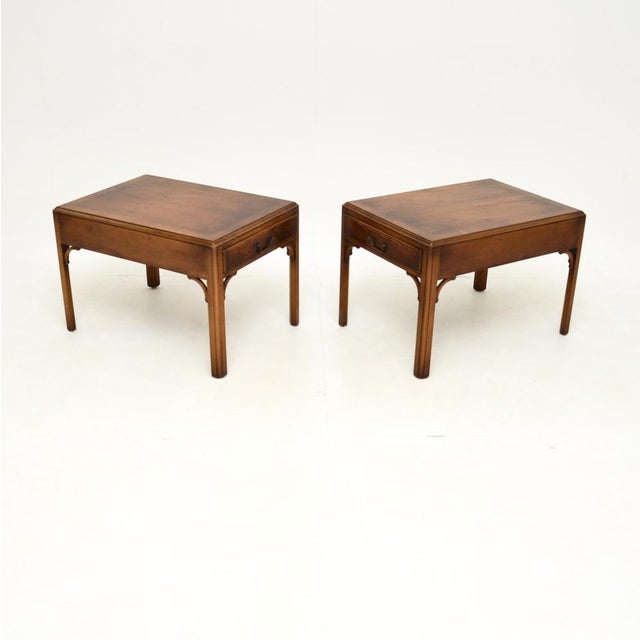 Vintage Georgian Style Yew Wood Side Tables, 1950, Set of 2 For Sale - Image 4 of 13