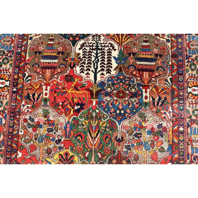 Early 20th Century Antique Persian Bakhtiari Rug With Colorful Garden Design 7' X 11'6 For Sale - Image 5 of 12
