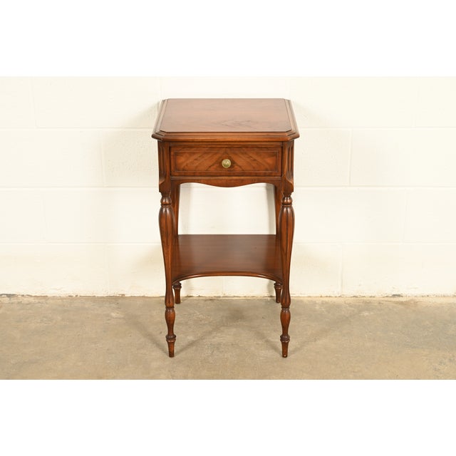 French Widdicomb Antique French Regency Louis XVI Carved Walnut Nightstand, Circa 1920s For Sale - Image 3 of 12