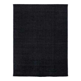 9x12 Modernist Indian Handmade Wool & Bamboo Silk Rug in Charcoal For Sale