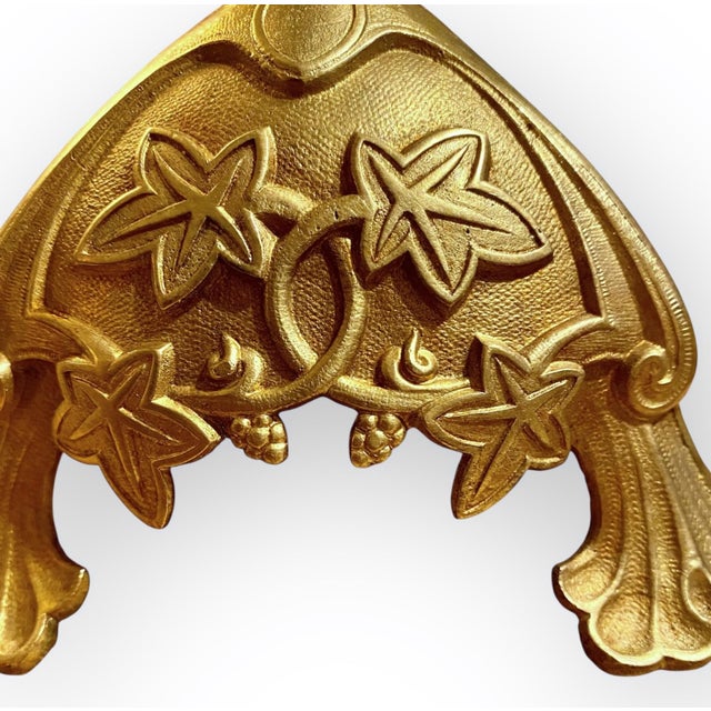 Pr. Antique French Art Nouveau Gilt Brass Alter Candlesticks For Sale - Image 6 of 17