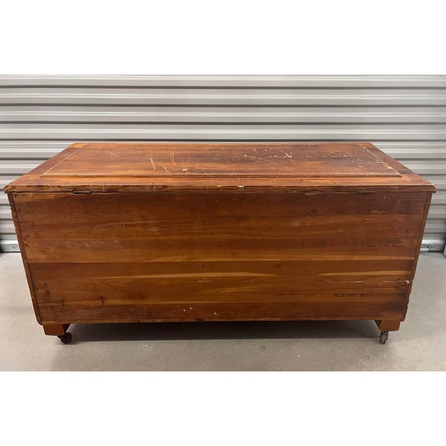 Brown Large Vintage Wood Trunk or Chest For Sale - Image 8 of 13
