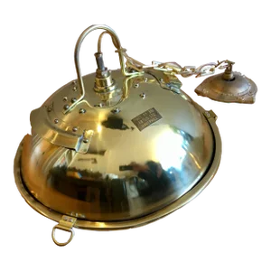 1930s Maritime Brass Dome Pendant Lamp