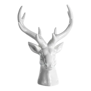 White Ceramic Stag Head Figurine Statue