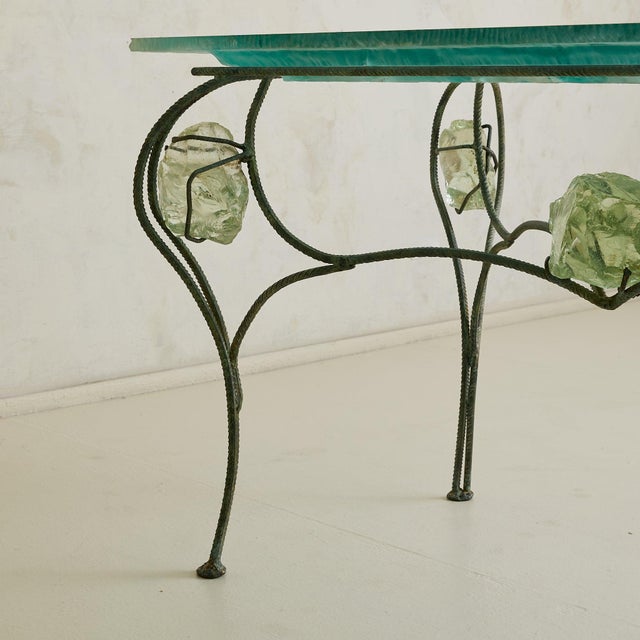 Transparent French Cast-Glass + Patinated Iron Desk Attributed Gilles Chabrier, 1992 For Sale - Image 8 of 18