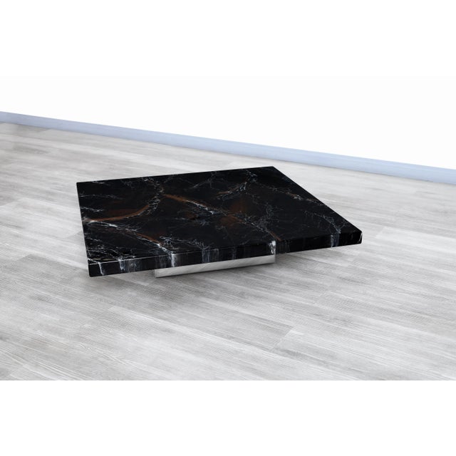 Willy Rizzo Italian Modernist Faux Marble Coffee Table by Willy Rizzo, 1970s For Sale - Image 4 of 12
