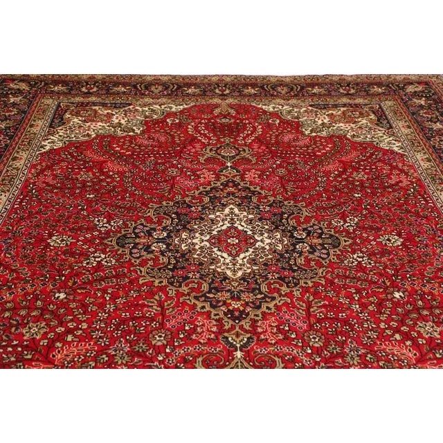 Brown Middle Eastern Hand-Knotted Wool Tabriz Rug For Sale - Image 8 of 11