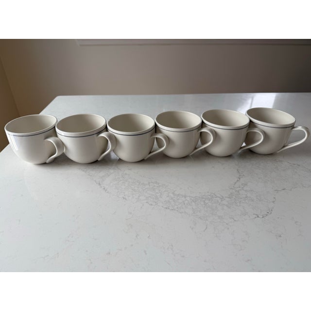John Julian Simple Porcelain Mugs With Grey Line, Made in England- Set of 6 For Sale - Image 10 of 12