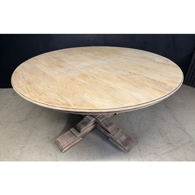 Large Farmhouse Round Dining Table in Oak, 1940 For Sale - Image 9 of 18