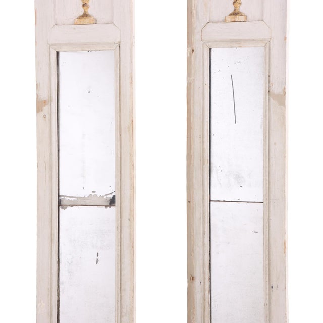 Gustavian (Swedish) A Pair of Swedish Narrow Painted and Gilt Wood Mirrors, C. 1850. For Sale - Image 3 of 6