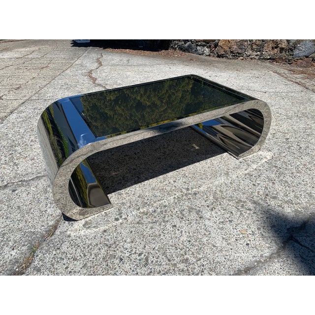 Y2k Elliptical Chrome Waterfall Coffee Table Chairish