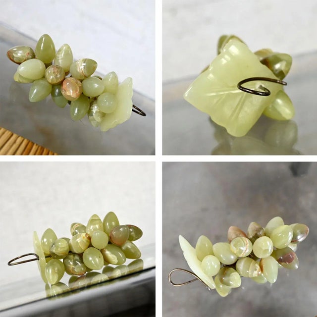 Chinoiserie Vignette Including Soap Stone Carving Tin Tea Canister & Jade Color Stone Grapes For Sale - Image 10 of 12