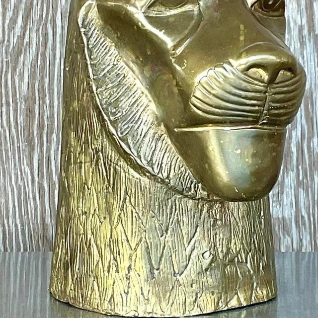 Vintage Chapman Brass Lioness Head Sculpture For Sale - Image 16 of 16