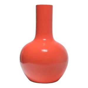 Early 21st Century Chinese Tall Persimmon Celestial Ball Vase